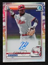 2020 Bowman Chrome Prospect Refractor 397/499 Kendall Simmons #CPA-KSI Auto tg7