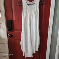 Exist Womens White Embroidered Sleeveless High Low Sharkbite Midi Dress OSFM