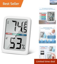 Compact Thermometer Hygrometer with Color Indicators - Ideal for Indoor Comfort