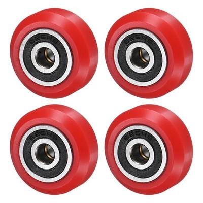 4Pcs 3D Printer Rollers V Slot 0.94'' POM Pulley Wheel 625RS for 3D Printer Red