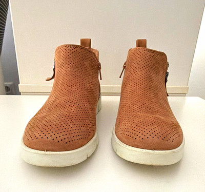 ECCO Bella Damen Stiefeletten Nubukleder perforiert Reißverschluss Beige EU39