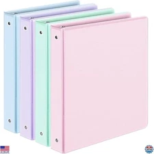 Soeuz 4 Pack Durable 1-Inch 3 Ring Binders - Eco-Friendly, Customizable Cover