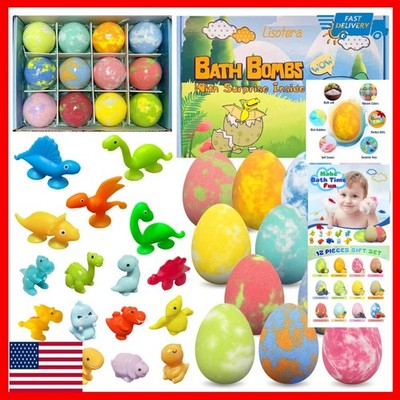 Dinosaur Bath Bombs for Kids - 12 Pack with Surprise Toys Inside