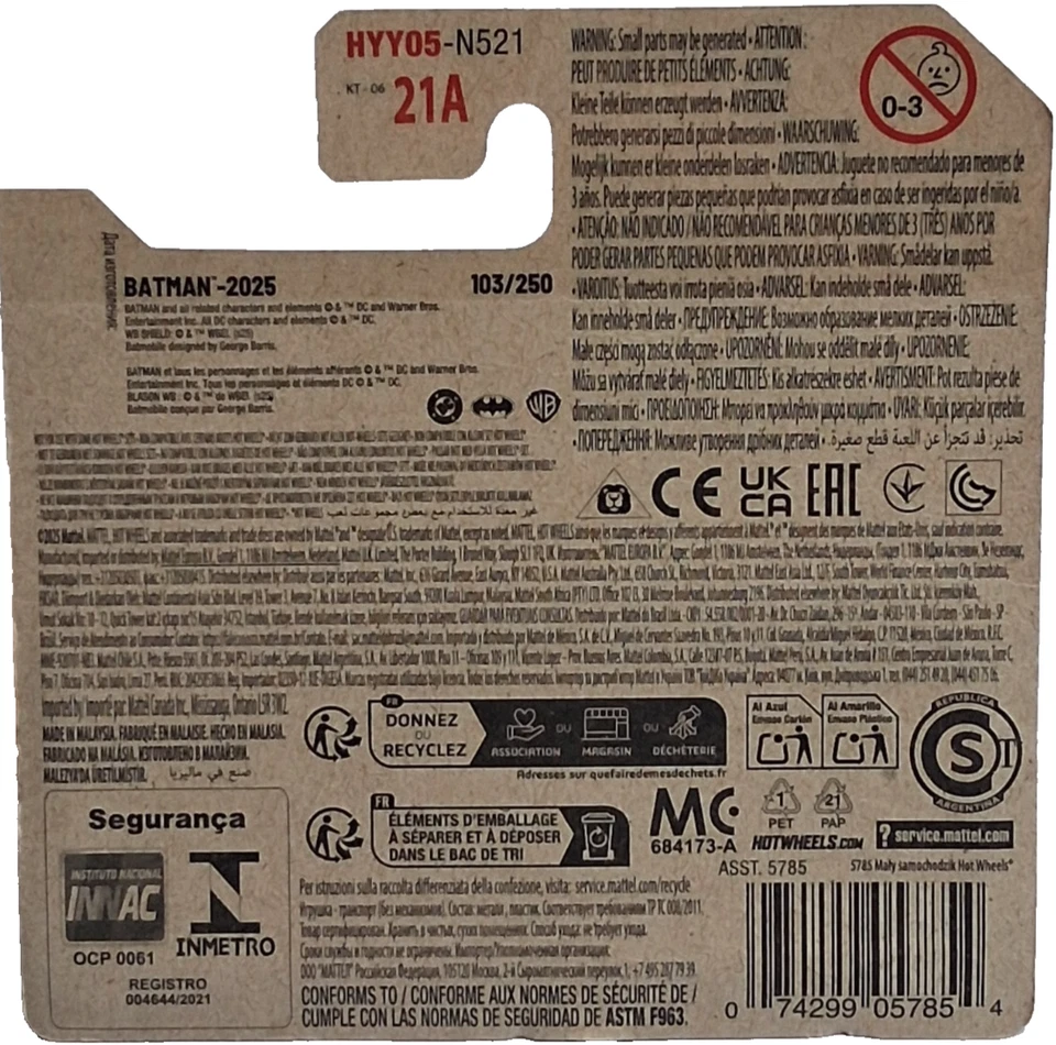 HotWheels 2025 🛞 Batman 3/5 🦇 Série télé Batmobile  #103/250 Neuf/ NEW - Photo 2/2
