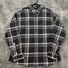 Eddie Bauer Shirt Men  s XL Black White Flannel Classic Fit Plaid Button