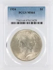 1924 PCGS MS64 S$1 Philadelphia Mint Peace Silver Dollar No Reserve