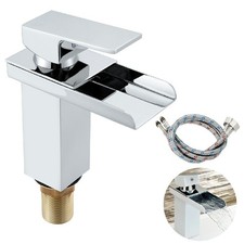 Full Copper Bathroom Sink Mixer Tap with 60cm Hoses Hot Cold Basin