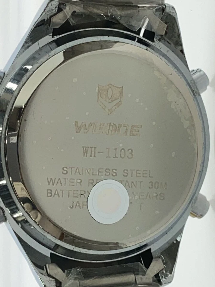 WEiDE WH-1103 Quartz Analog Stainless Steel Yellow Sport Excellent JAPAN - Image 3 of 4