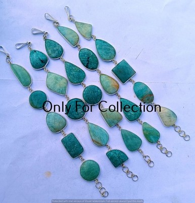 Green Amazonite Gemstone 925 Sterling Silver Plated Bracelet Lot Sale Jewelry