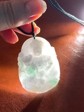 Huge Burmese Jadeite Kwan Yin Pendant Necklace Handcrafted USA Seller