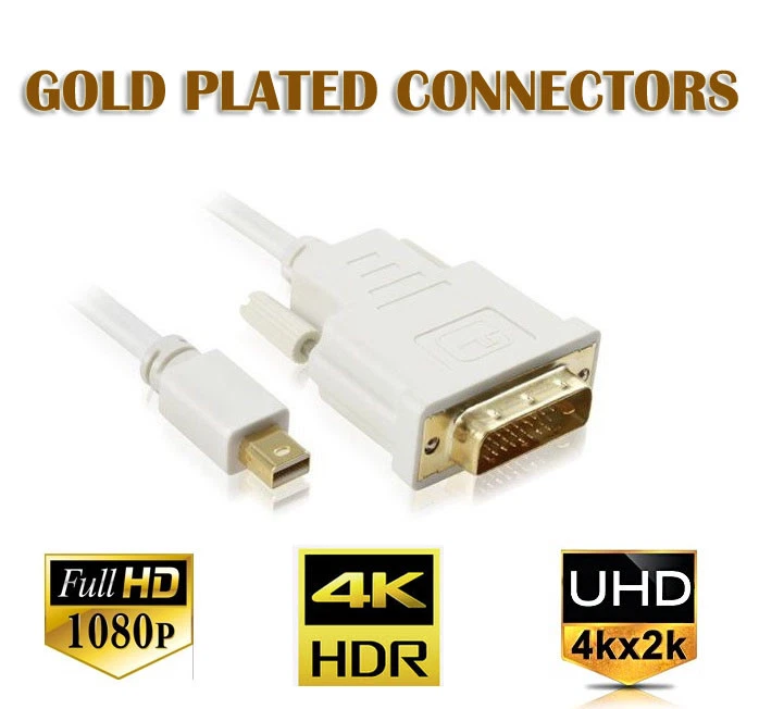 6ft 1.8M Mini Display Port DP Male to DVI Male Adapter Cable for MacBook Pro Air - Image 3 of 3