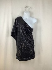 Windsor Formal Black Dress Small One Shoulder Fully Lined Sequin Mini 