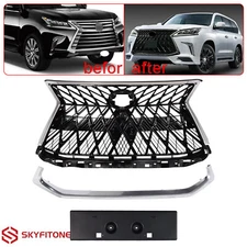 Fits Lexus LX570 2016-2021 Sport Style Front Grille Grill Chrome Molding Trim