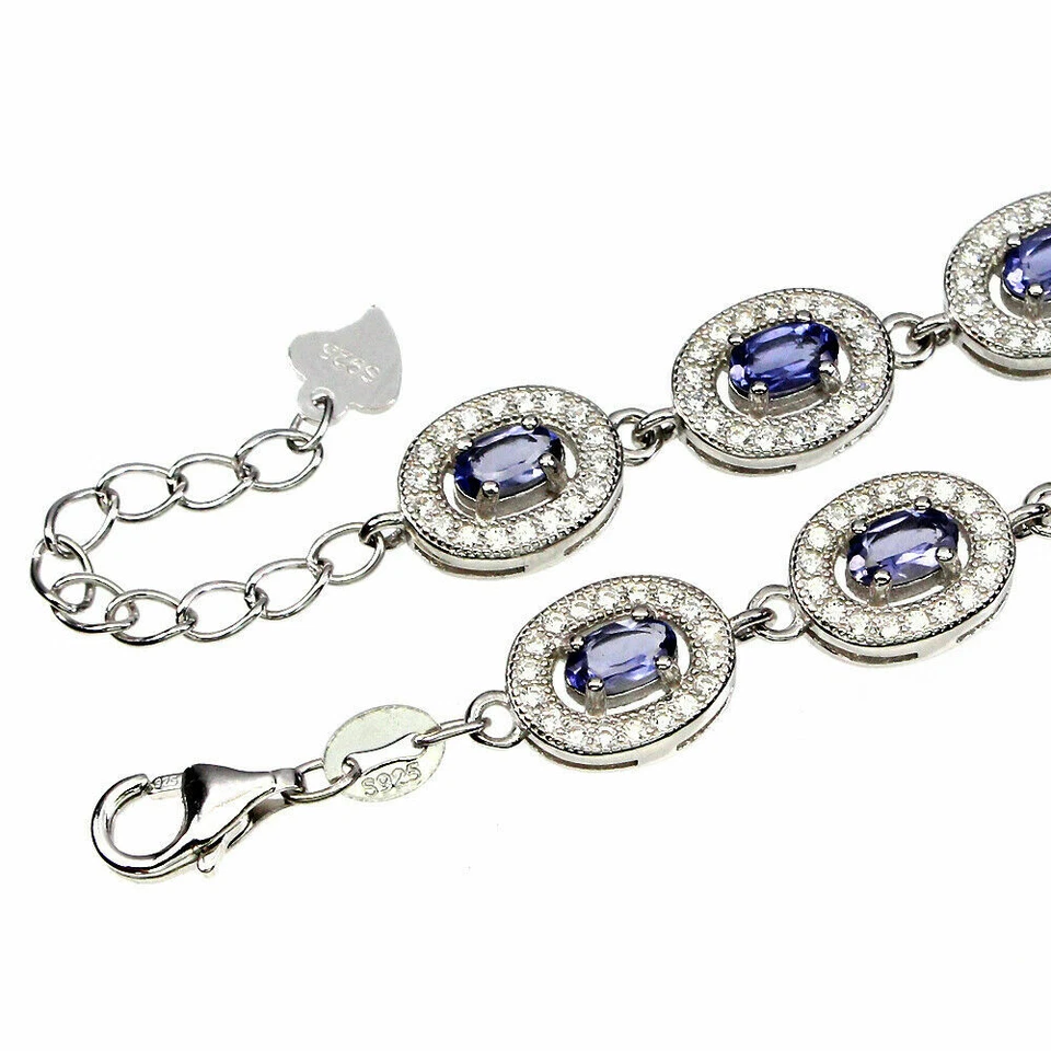 SHOLA Echt Natürlicher Violett Blau Iolith / Wasser Saphir Armband B266 - Bild 3 von 3