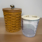 Longaberger 2003 Small Canister with Woodcrafts Lid & Lidded Protector 6" X 5"