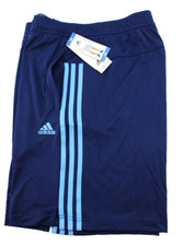 ADIDAS 3-Stripe Size Large Dark Blue / Light Blue 2 Zippered Pockets Men Shorts