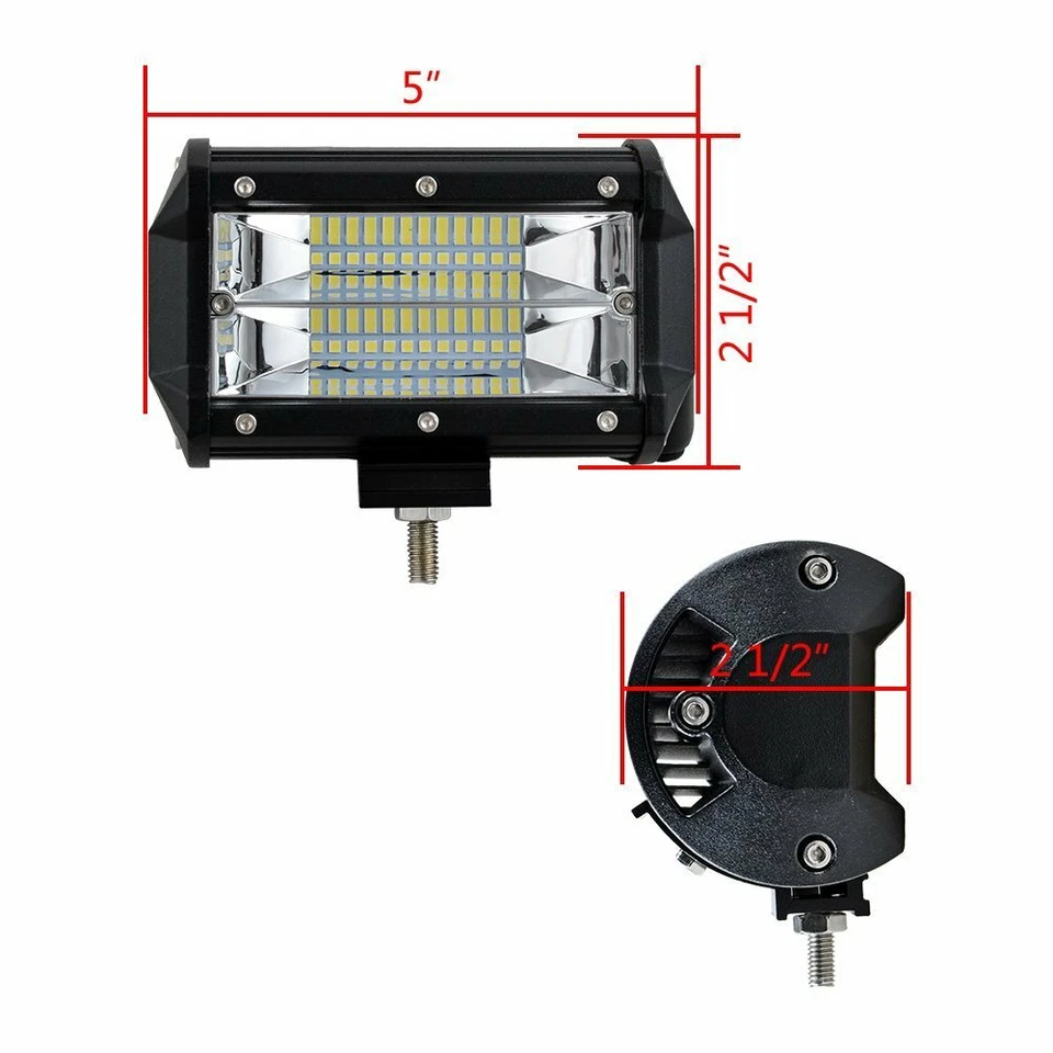 Barra de luces LED de trabajo para automóvil 5 pulgadas 168 W lámpara de conducción de inundación 2 piezas para camión barco todoterreno Foto 2 de 4