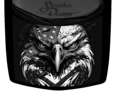 American Bald Eagle Flag Car Truck Vinyl Decal Hood Wrap Graphic Grayscale Black