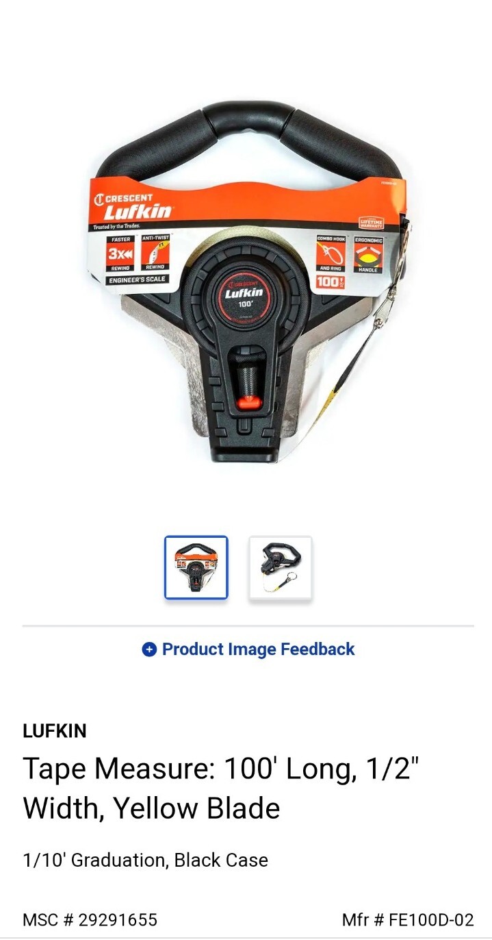 BRAND NEW - 100' MEASURING TAPE - FAST REWIND - ANTI-TWIST - CRESCENT LUFKIN !!!