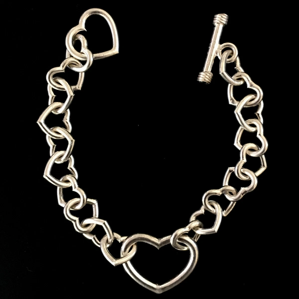 8 MM ROUND STERLING SILVER HEART LINK BRACELET-BR:011-111-00