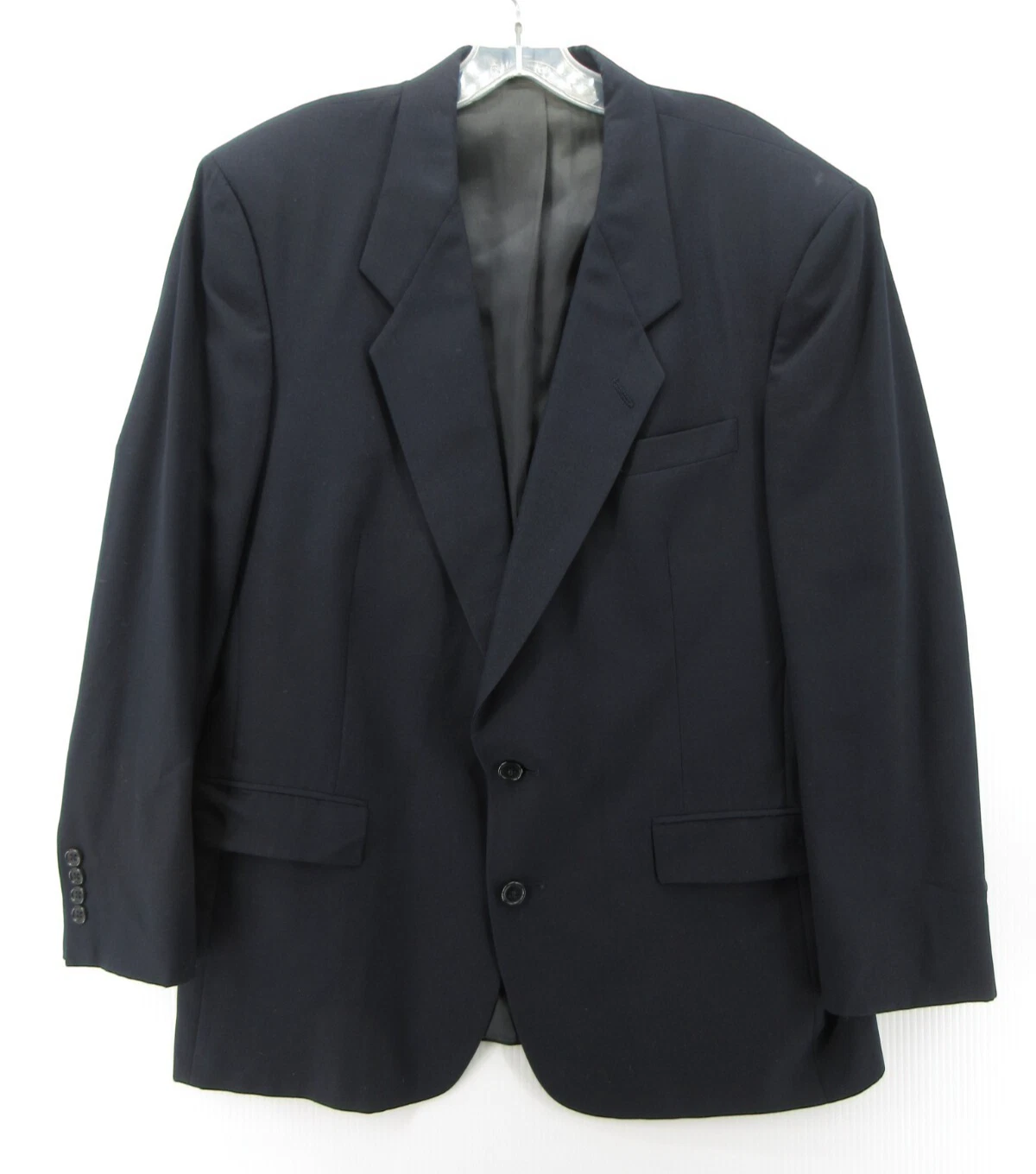 VINTAGE Christian Dior cappotto sportivo uomo 43 blu blazer giacca lana vergine USA *