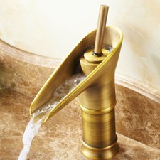 Vintage Retro Antique Brass Basin Faucet Waterfall Bathroom Sink Taps 2nf090