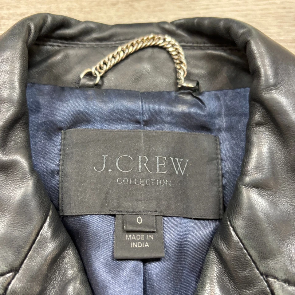 J. Crew Collection Leather Moto Motorcycle Jacket Women's 0 Biker - Image 4 of 4