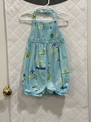 Gymboree Girl Pool Party Beach Scene Romper 2T EUC Vintage