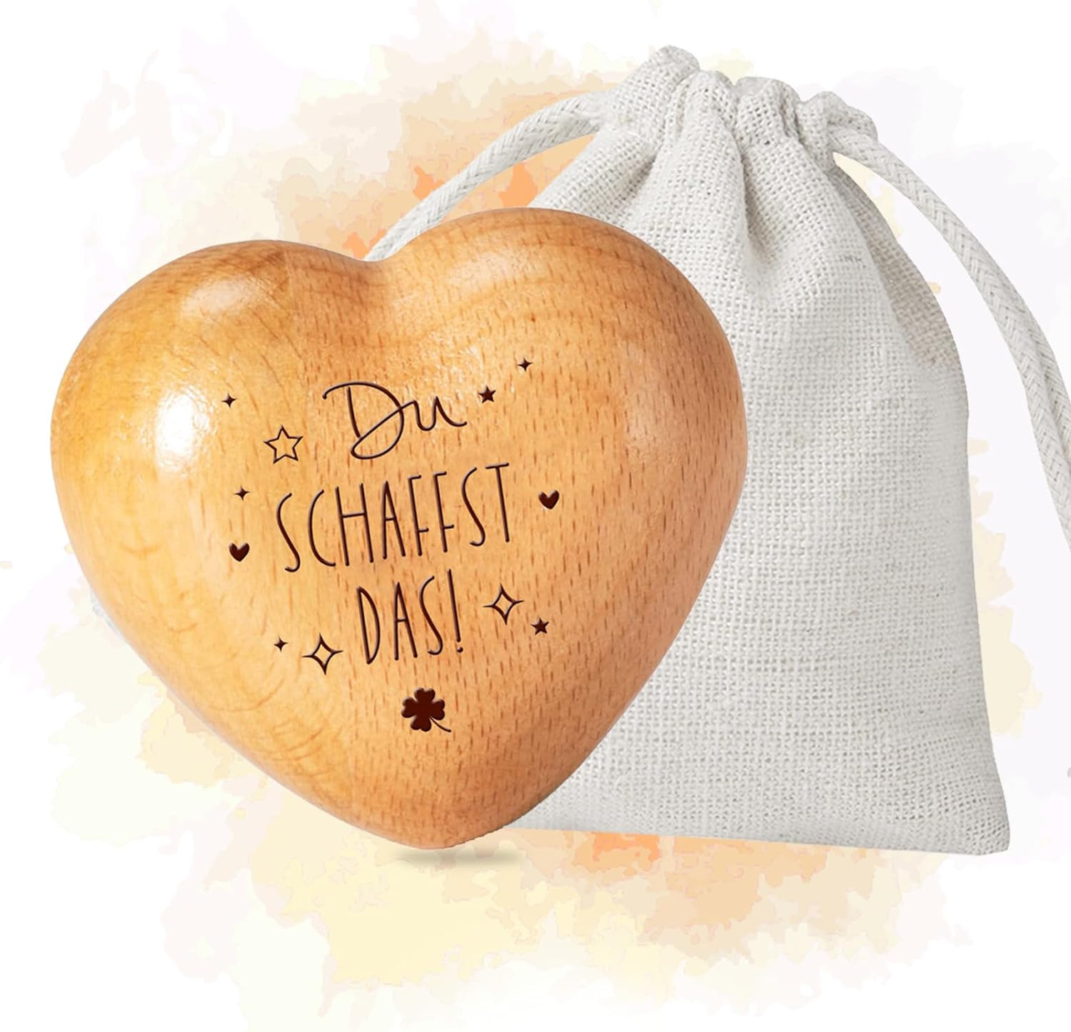 Handschmeichler Glück-Holz Herz Mit Gravur-Du Schaffst Das Geschenk,Schutzengel