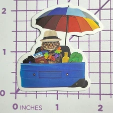 Cat Detective In Beach Cooler - Vinyl Sticker Decal Sticker Bomb Humor Funny Cat