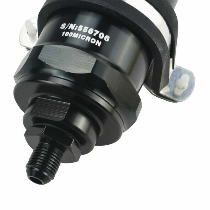 Car Aluminum Inline Fuel Filter E85 Ethanol with 100 Micron Inlet 6 AN