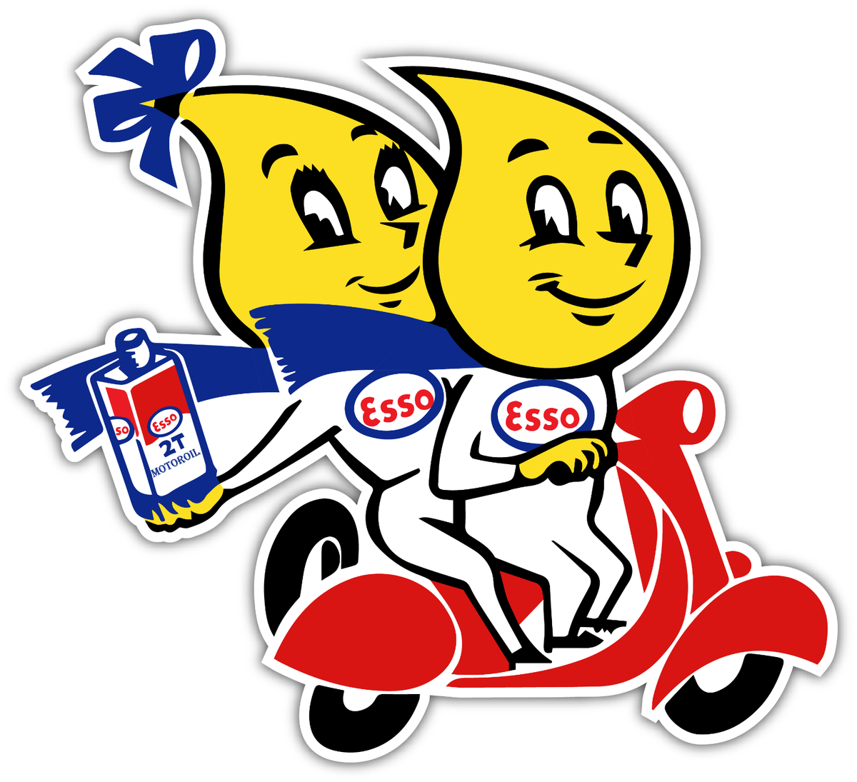 Esso Boy Girl Motor Oil Retro Vintage Gas Pump Vinyl Sticker Decal