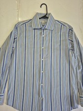 Banana Republic Men Dress Shirt L/Sleeve French Cuff Classiccore Strip L 16-16.5