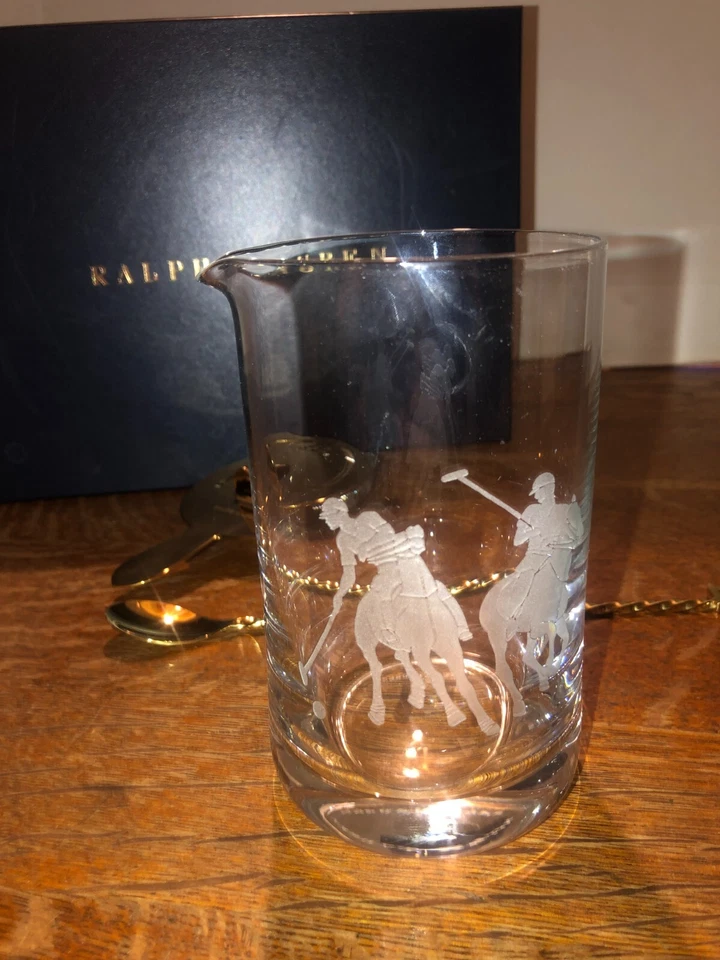 Ralph Lauren Garrett Cristal Mezcla Vidrio Latón Colador y Cuchara India IOB ¡DIFÍCIL DE ENCONTRAR!! Foto 3 de 4