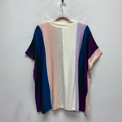Chicos Multi Colored Vertical Striped Mock-Neck Poncho Sweater S/M
