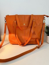 Ora Delphine Orange Pebble Leather Large Eden Tote Cross-body Bag