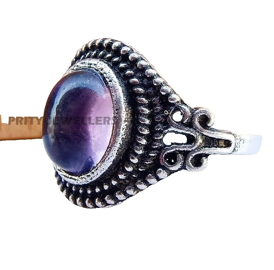 Silver Plated Love Amethyst Fashion Rings