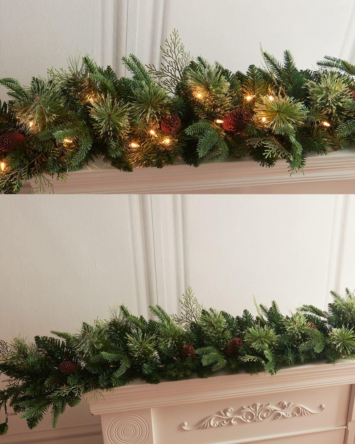 9Ft Prelit Christmas Garland 50 Lights, Plug in, PE Green eBay