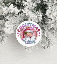 Christmas Vibes Ceramic Christmas Ornament, Christmas Tree Decorations Santa