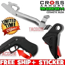 CROSS ARMORY BLEM RED BLACK FLAT CURVE Trigger ENHANCED Bar for GLOCK GEN 1 2 3