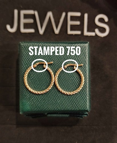 18K Real Saudi Gold Twisted Loop/ Hoop Earring - Picture 4 of 5
