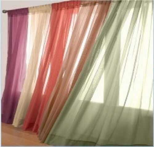 ONE PLAIN SOLID SHEER OR SCARF WINDOW CURTAIN TREATMENT DRAPES VOILE MANY COLORS - Picture 1 of 42