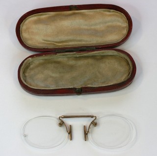 VINTAGE PINCE NEZ SPECTACLES IN ORIG. CASE GOOD COND.