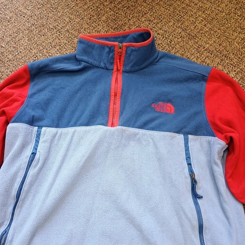 The North Face Sweater Fleece 1/4 Zip Pullover Men's Size XL Blue Red - Picture 2 of 5