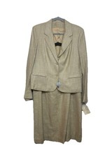 VTG NWT Larry Levine Cream Luxury Skirt Blazer Suit Set Size 15/16 Deadstock
