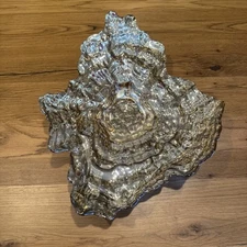 Vintage Glass Oyster Shell Serving Bowl 12 3/4" Diameter