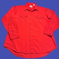 Ely Cattleman Pearl Snap Shirt 17.5-35 Mens Red Western Cowboy Ranch Vintage