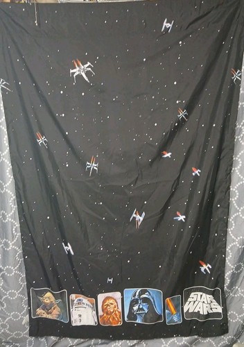 Star Wars Curtains 2 Panels Black Yoda, Chewbacca, Darth Vader, & R2D2 - Picture 5 of 5