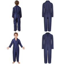 Boys Solid Color Jumpsuit Turn Down Neck Long Sleeve Utility Cosplay Bodysuit