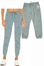 CHASER Womens Large Stars CUFFED DRAWSTRING JOGGERS Lounge PJs Comfy NWT